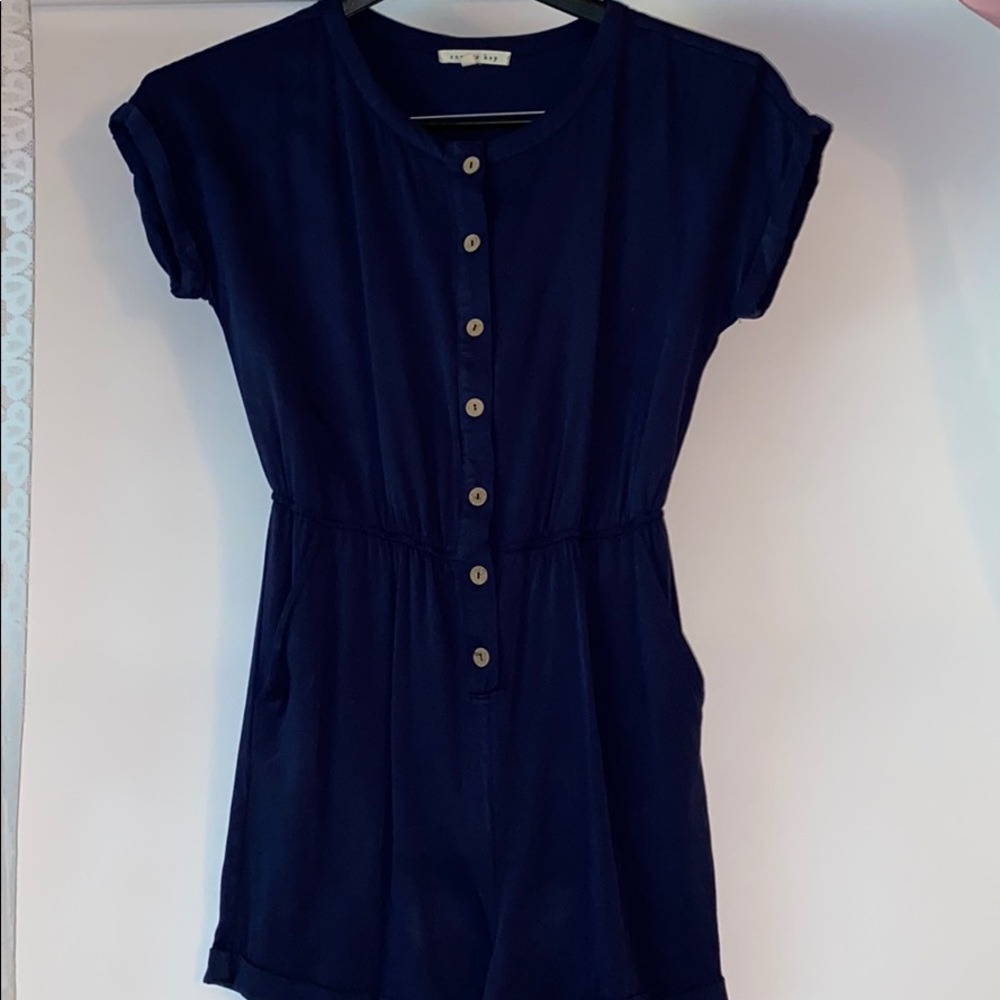 copper key blue romper